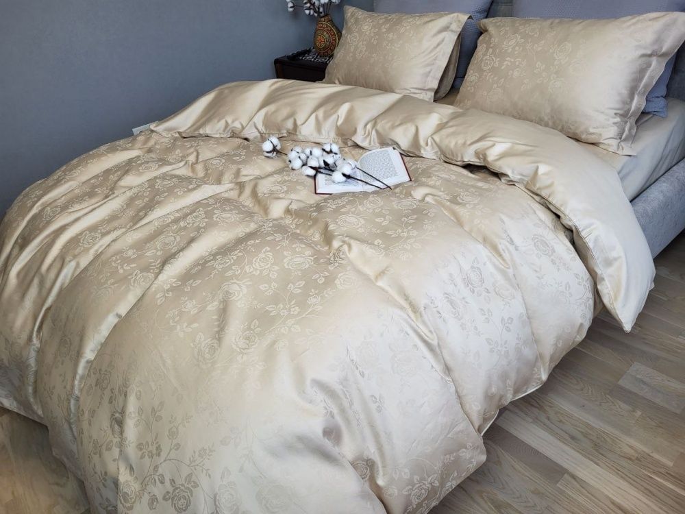 Постільна білизна преміум сатин жаккард Комфорт Текстиль JACQUARD, ROSE BEIGE