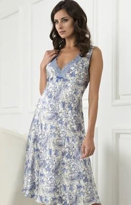 Нічна сорочка шовк Mia-Amore Dolce Vita 5918, Блакитний, 2XL