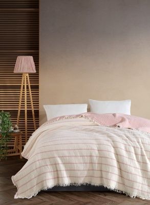 Покривало муслінове Moss Home Exclusive Pudra, Пудра, Євро, 230х250 см, Без наволочок
