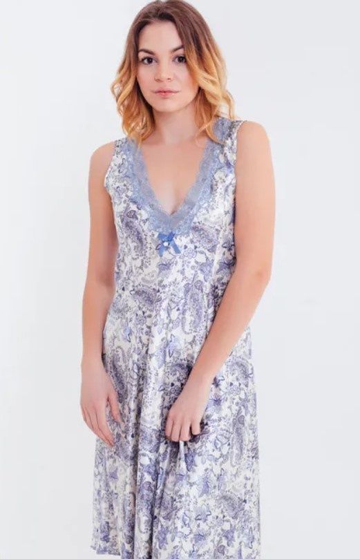 Нічна сорочка шовк Mia-Amore Dolce Vita 5918, Блакитний, 2XL