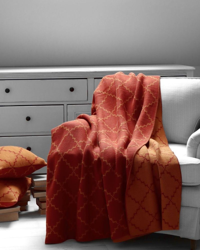 Плед хлопок LA MODNO DIAMOND Orange-Mustard