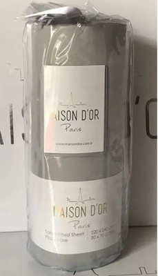 Простынь на резинке сатин с наволочками Maison Dor saten grey