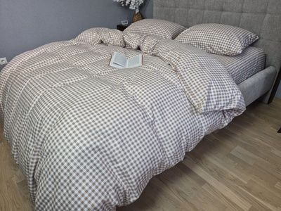 Постільна білизна фланель Комфорт текстиль Клітинка беж, Turkish flannel