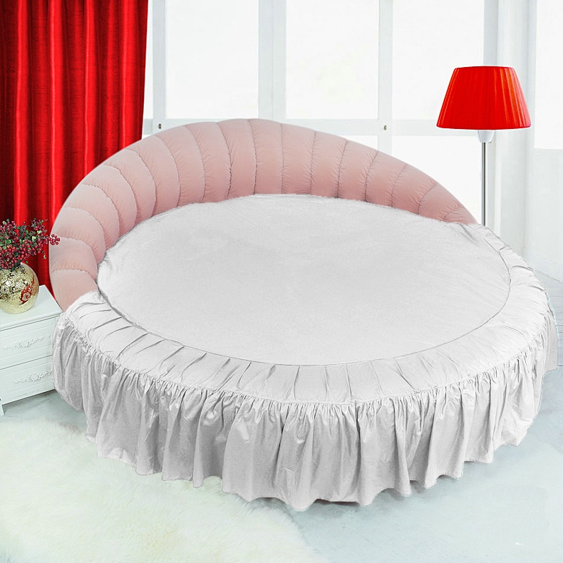 Постельное белье на круглую кровать "Almira Mix" белый+медовый с подзором