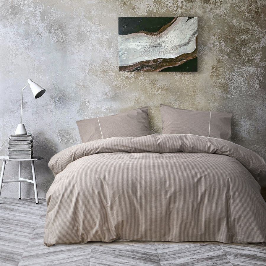 Постельное белье перкаль premium Lotus Home - Stripe коричневый - Постелька.ua Постельное белье перкаль premium Lotus Home - Stripe коричневый