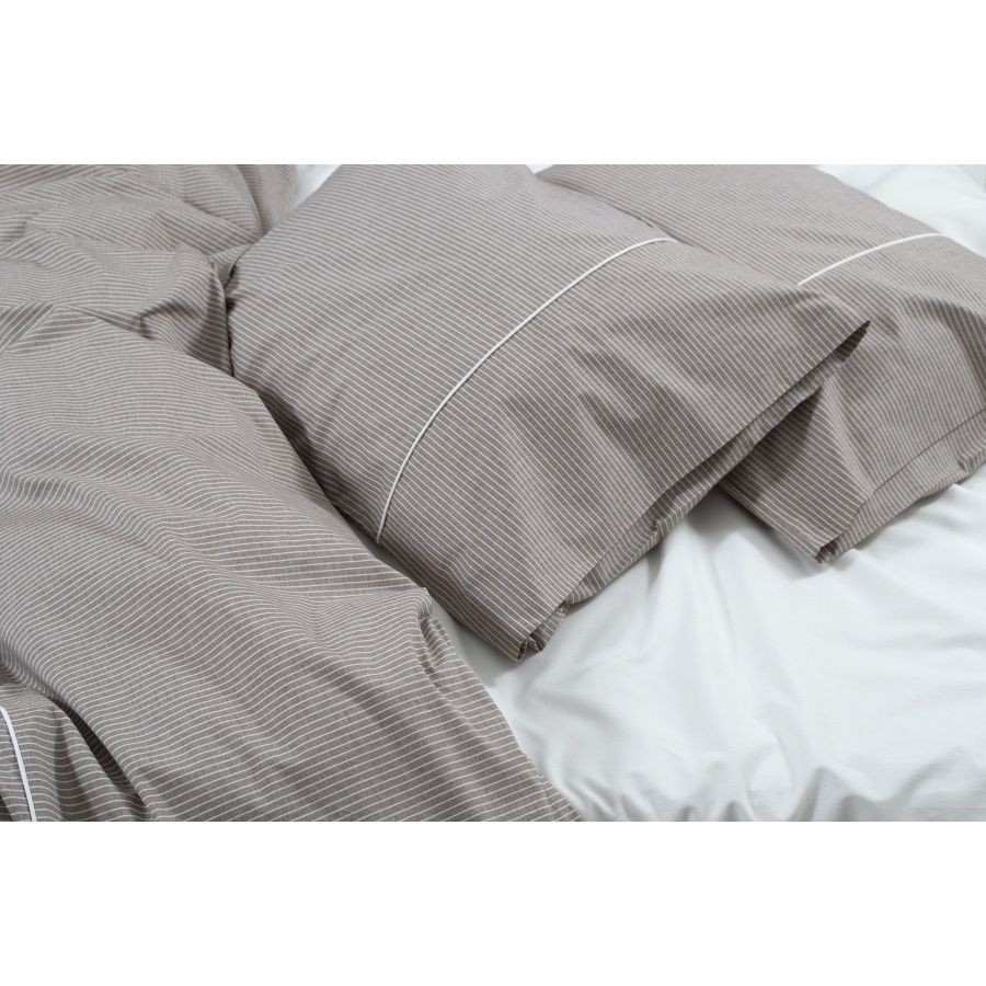 Постельное белье перкаль premium Lotus Home - Stripe коричневый - Постелька.ua Постельное белье перкаль premium Lotus Home - Stripe коричневый