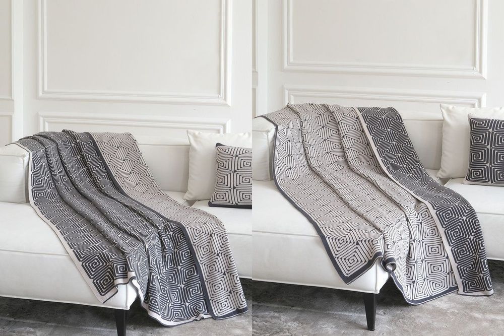 Плед хлопок LA MODNO MONOGRAM Anthracite-Beige