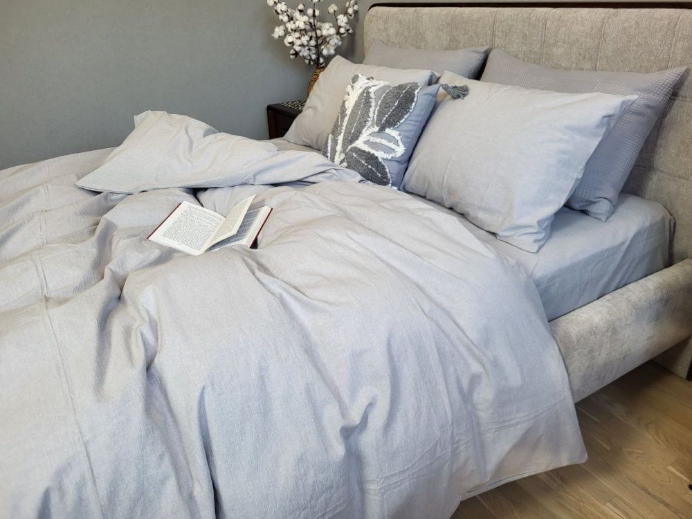 Простынь на резинке вареный хлопок Комфорт Текстиль Ash Gray, Washed Cotton W1221