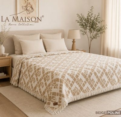 Покривало муслінове La Maison Poline Beige, Бежевий, Євро, 220х240 см, Без наволочок