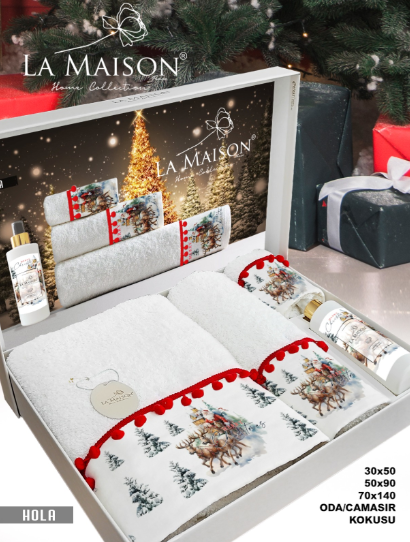 Набор полотенец новогодний с ароматом La Maison Hola (3шт)