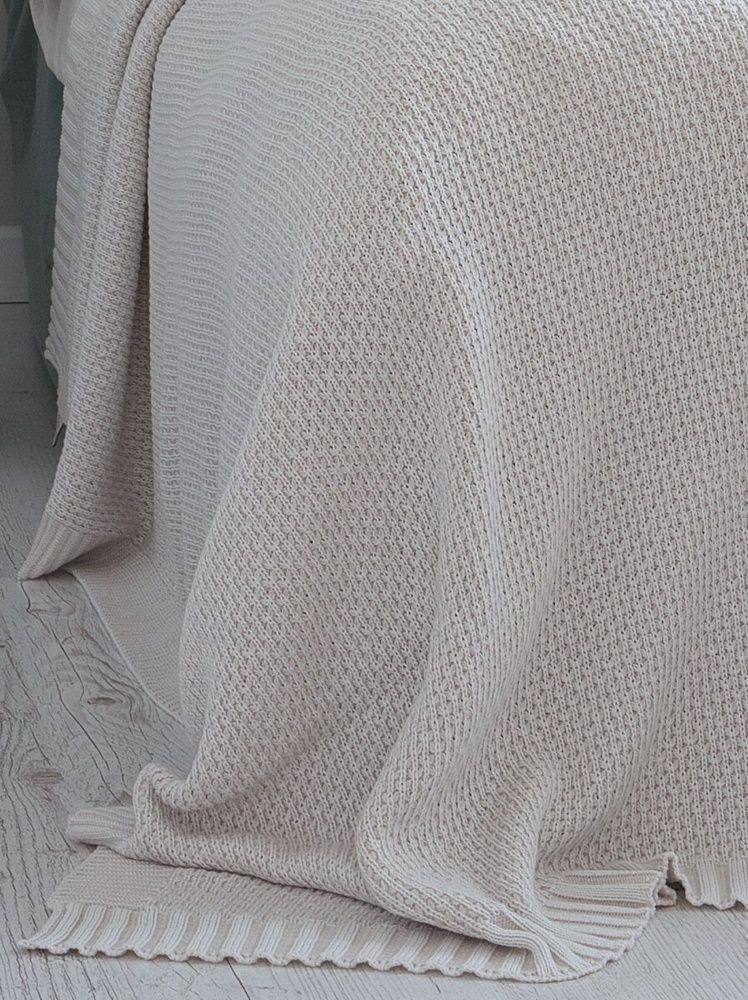 Вязаный плед - покрывало Betires COTTON DENIZ ECRU-LIGHT BEIGE