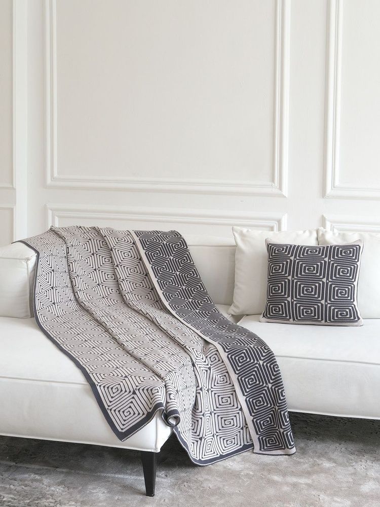 Плед хлопок LA MODNO MONOGRAM Anthracite-Beige