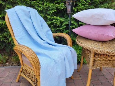 Покривало піке Комфорт Текстиль Вафелька, блакитний, Блакитний, 140х220 см