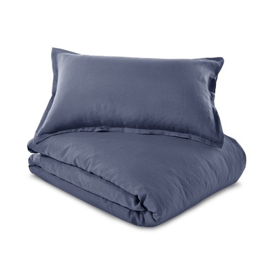 Итальянское элитное постельное белье лен Fazzini Темно-синий