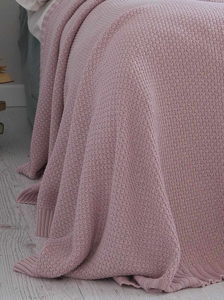 Вязаный плед - покрывало Betires COTTON DENIZ POWDER