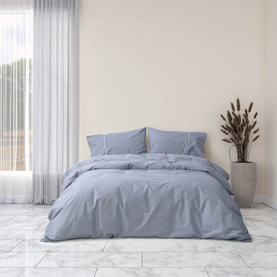 Постільна білизна перкаль premium Lotus Home - Stripe синій