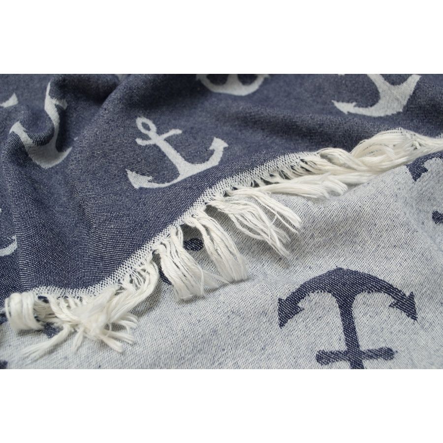 Полотенце пляжное Lotus Home Pestemal - Anchor navy