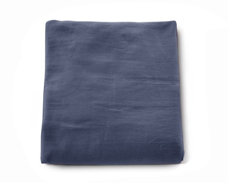 Итальянское элитное постельное белье лен Fazzini Темно-синий