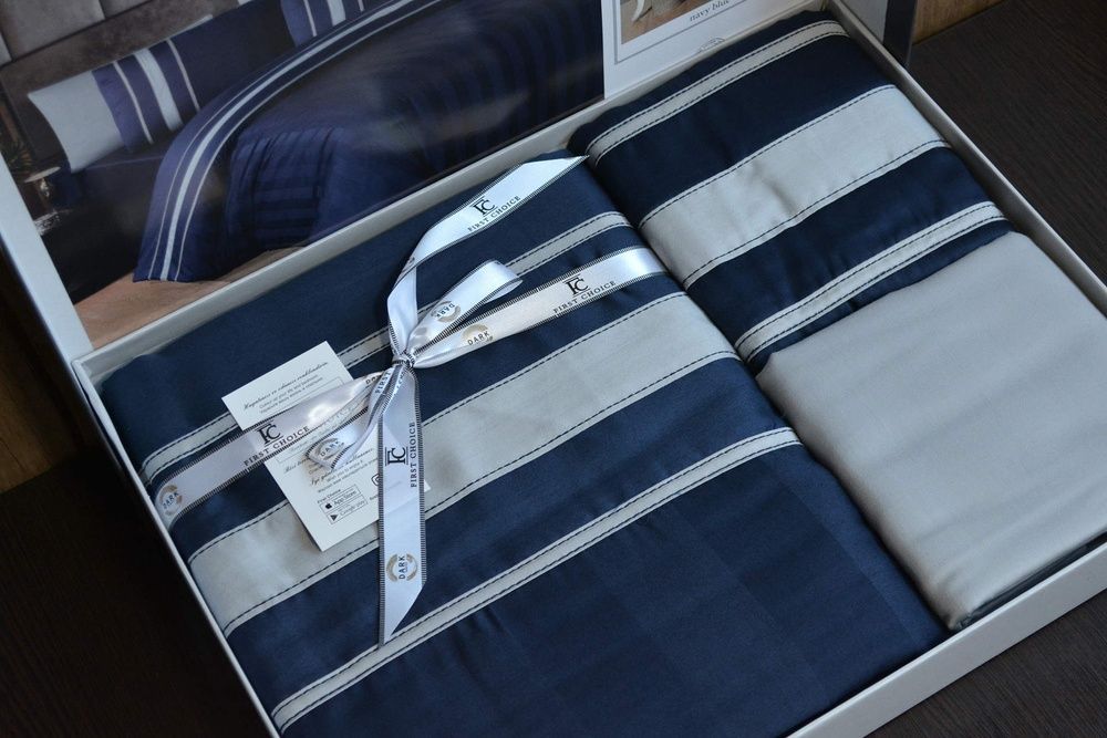 Постільна білизна сатин -страйп First Choice Artwel Navy blue
