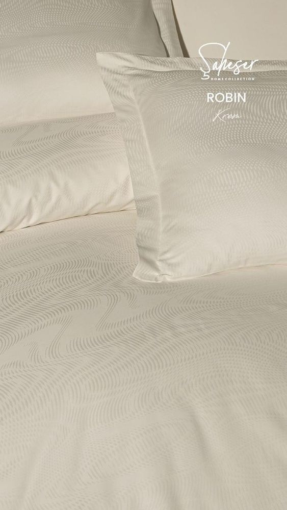 Постельное бельё сатин Saheser Delux Jacquard (300TC) Robin Krem