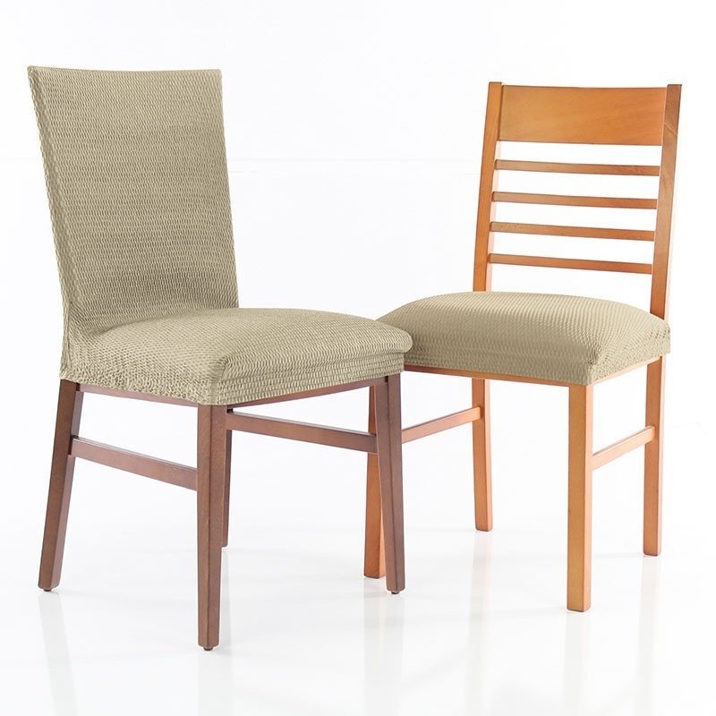 Набір чохлів на сидіння для стільців (6 шт) Nueva Textura Sandra Beige cover back