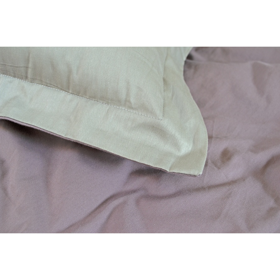 Постельное белье сатин премиум Lotus Home - Basic хаки/лиловый