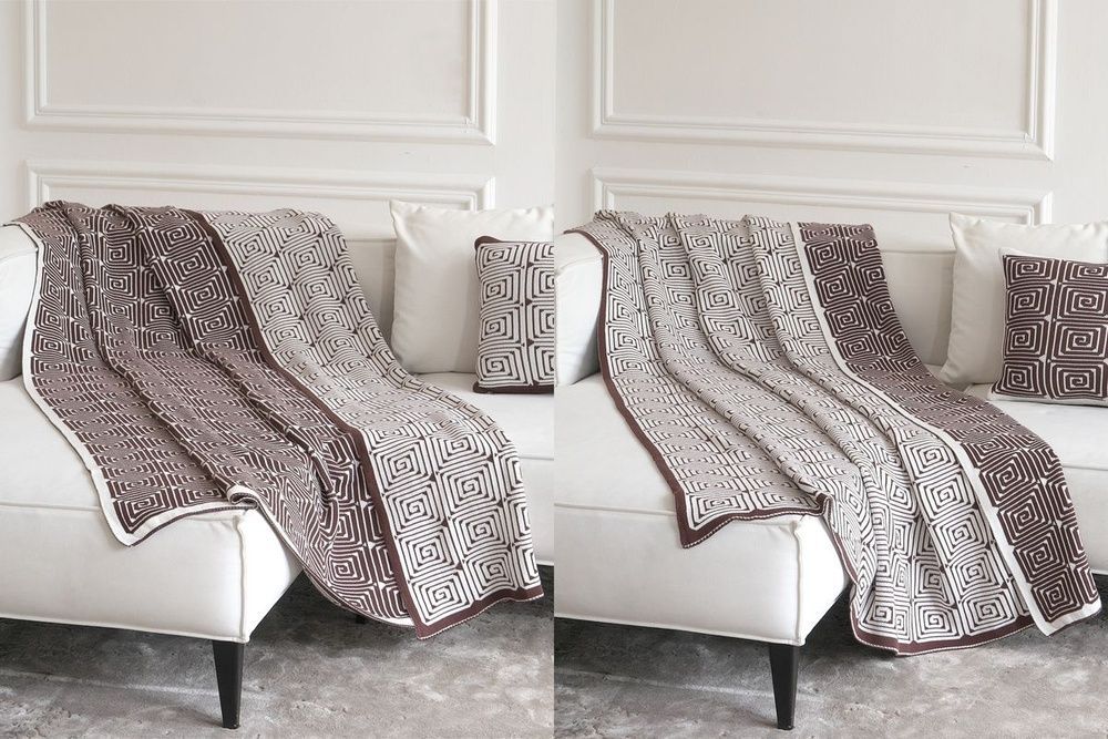 Плед хлопок LA MODNO MONOGRAM Brown-Ecru