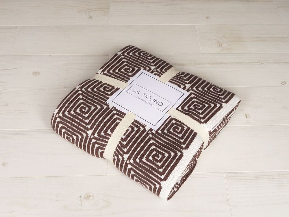 Плед хлопок LA MODNO MONOGRAM Brown-Ecru