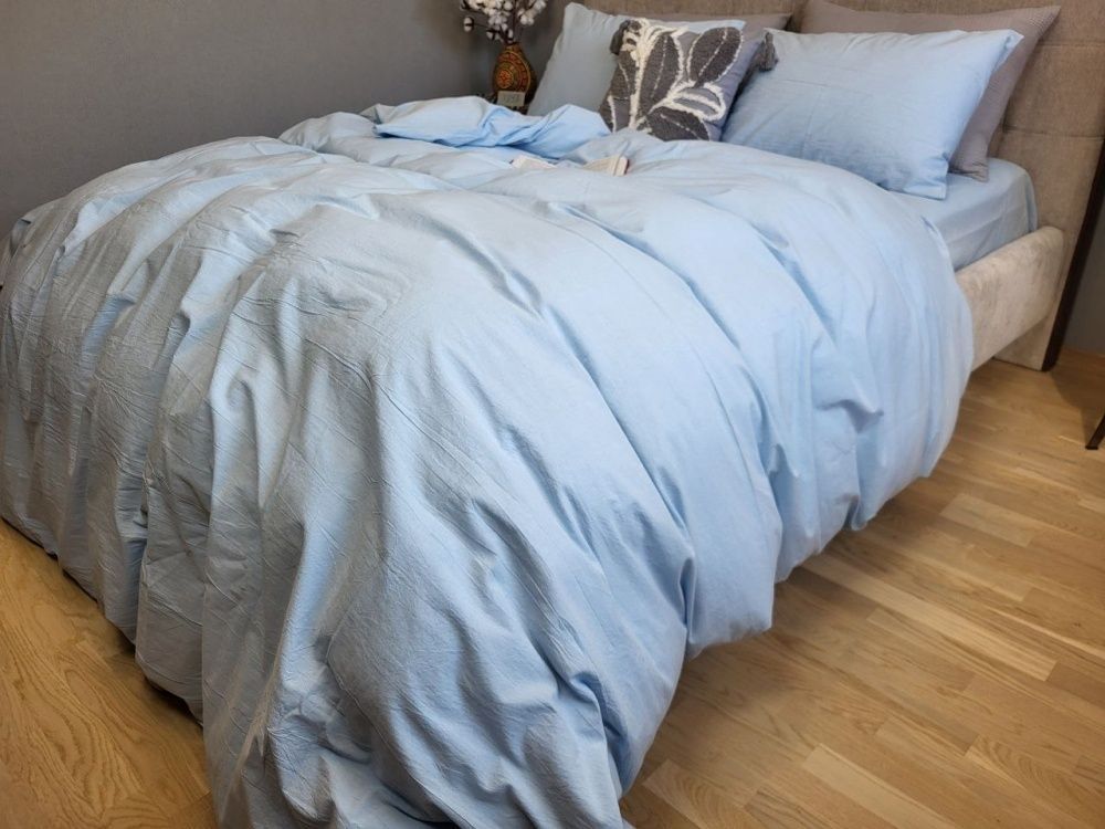 Простирадло варена бавовна Комфорт Текстиль Sky Blue, Washed Cotton W1281