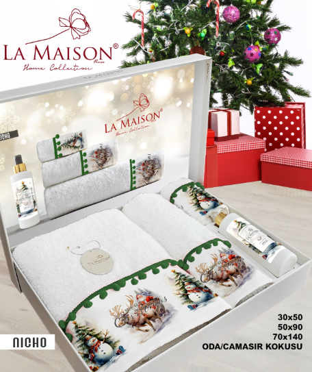 Набір рушників новорічний з ароматом La Maison Nicho (3шт)