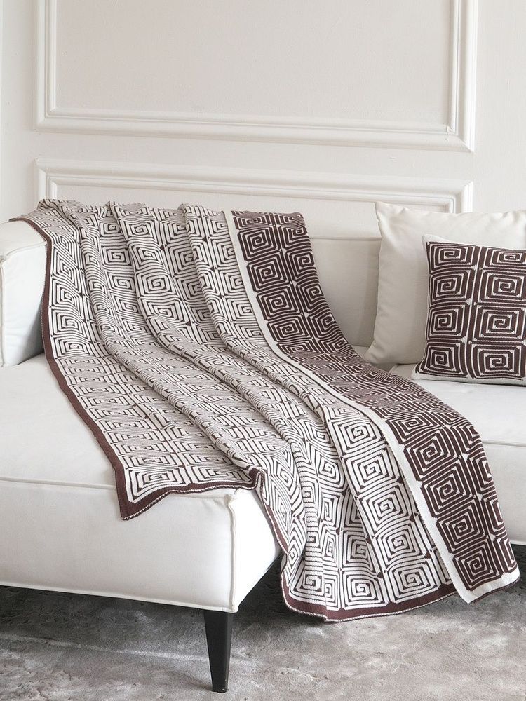 Плед хлопок LA MODNO MONOGRAM Brown-Ecru