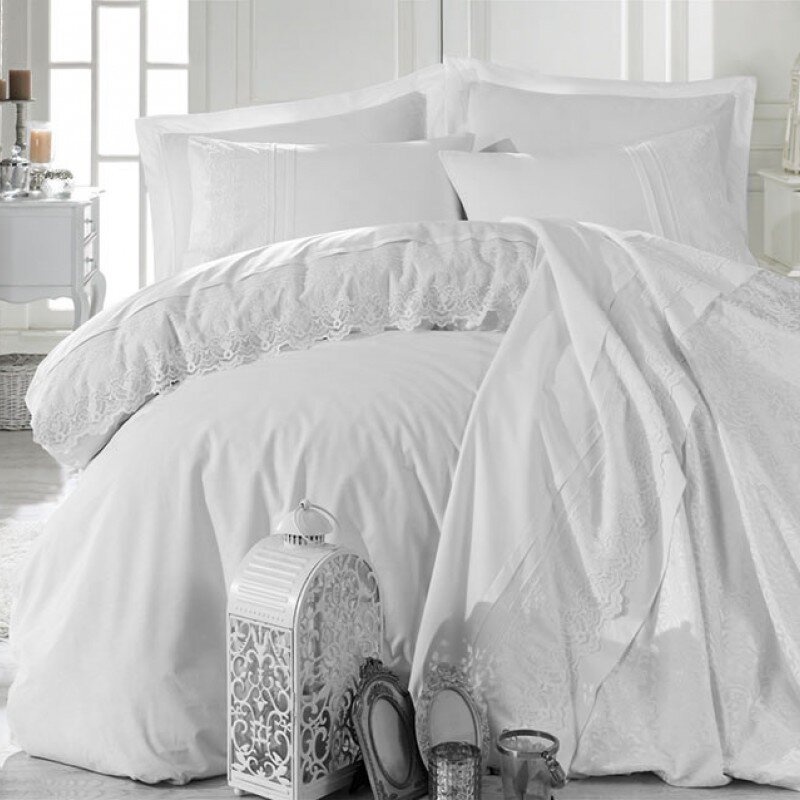 Комплект постельное белье с покрывалом Dantela Vita Gizen krem