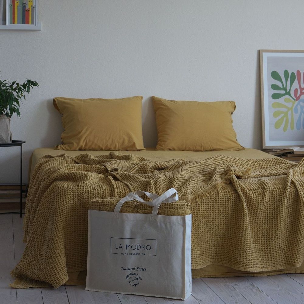 Покрывало вафельное La Modno Pike Stonewashed Golden Yellow
