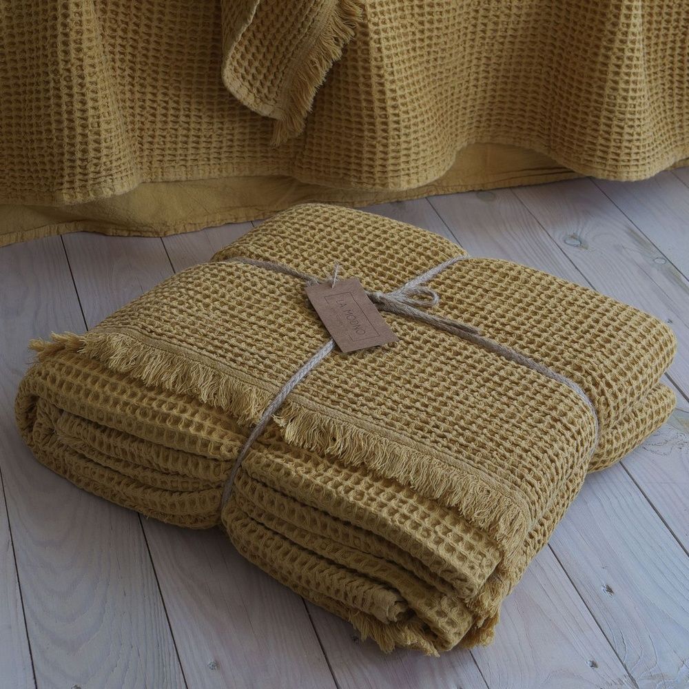 Покрывало вафельное La Modno Pike Stonewashed Golden Yellow