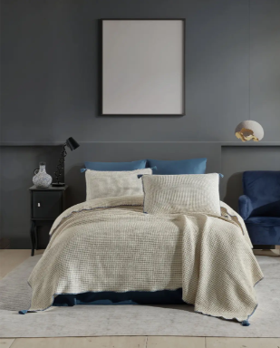 Постельное белье с покрывалом Dantela Satin Drina Indigo