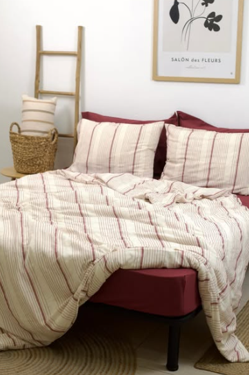 Постільна білизна варена бавовна Saheser Naturel Avva Red Bordo