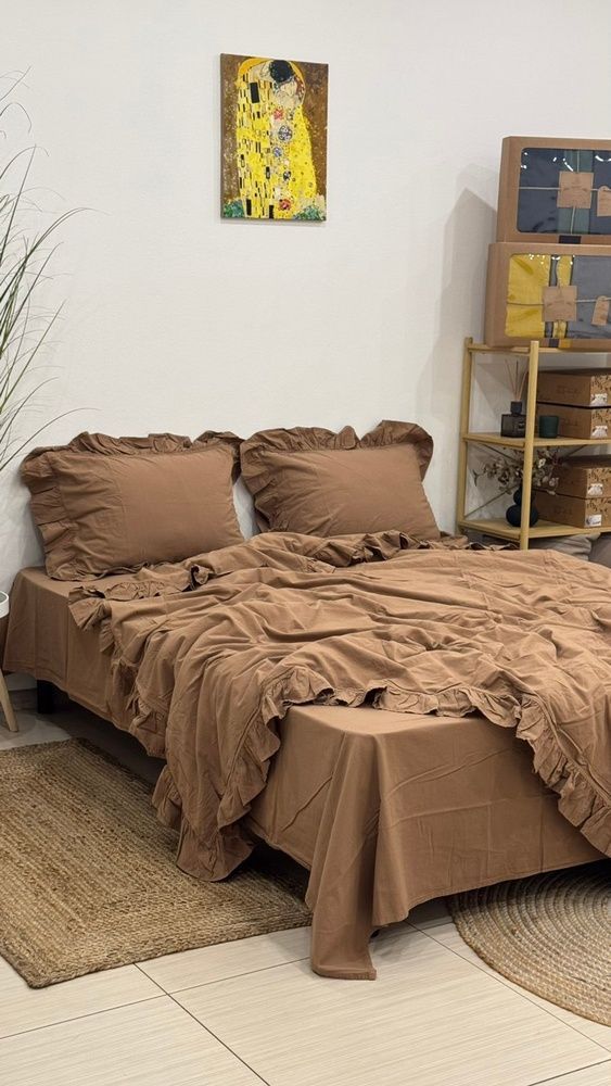 Постільна білизна бавовна Limasso Wood Smoke Exclusive з рюшами