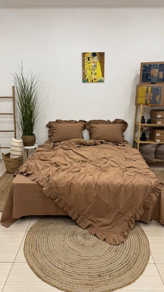 Постільна білизна бавовна Limasso Wood Smoke Exclusive з рюшами