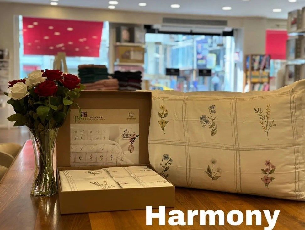 Постельное бельё TAC Organik Saten Harmony yesil