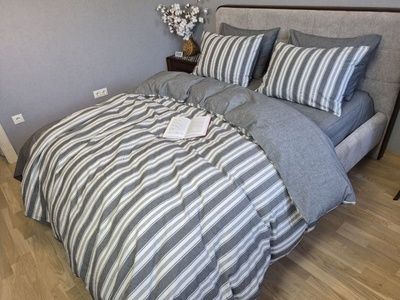 Постільна білизна варена бавовна Комфорт Текстиль Paolo gray+Graphite, Washed Cotton