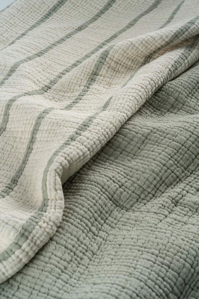 Покривало муслінове Saheser Striped mint, Мятный, Евро, 230х250 см
