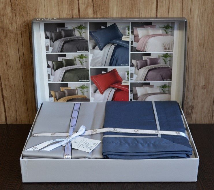 Постельное бельё First Choice сатин Де Люкс двухцветный DENIM/GREY