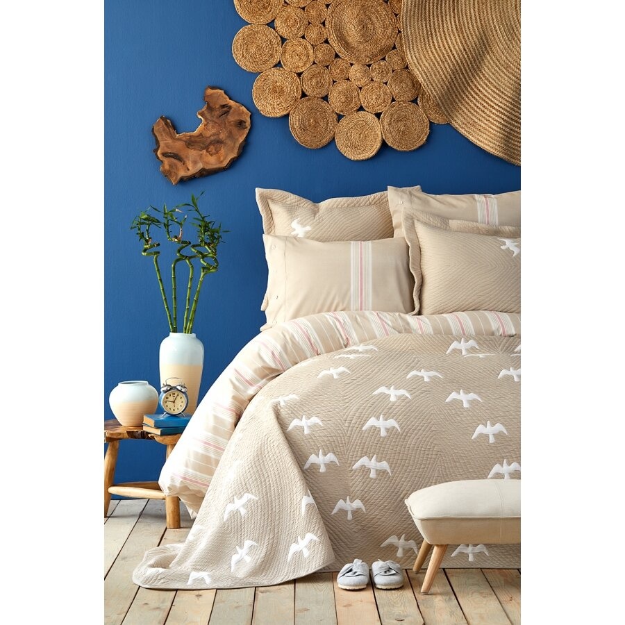 Набор постельное белье с покрывалом Karaca Home - Albatros bej