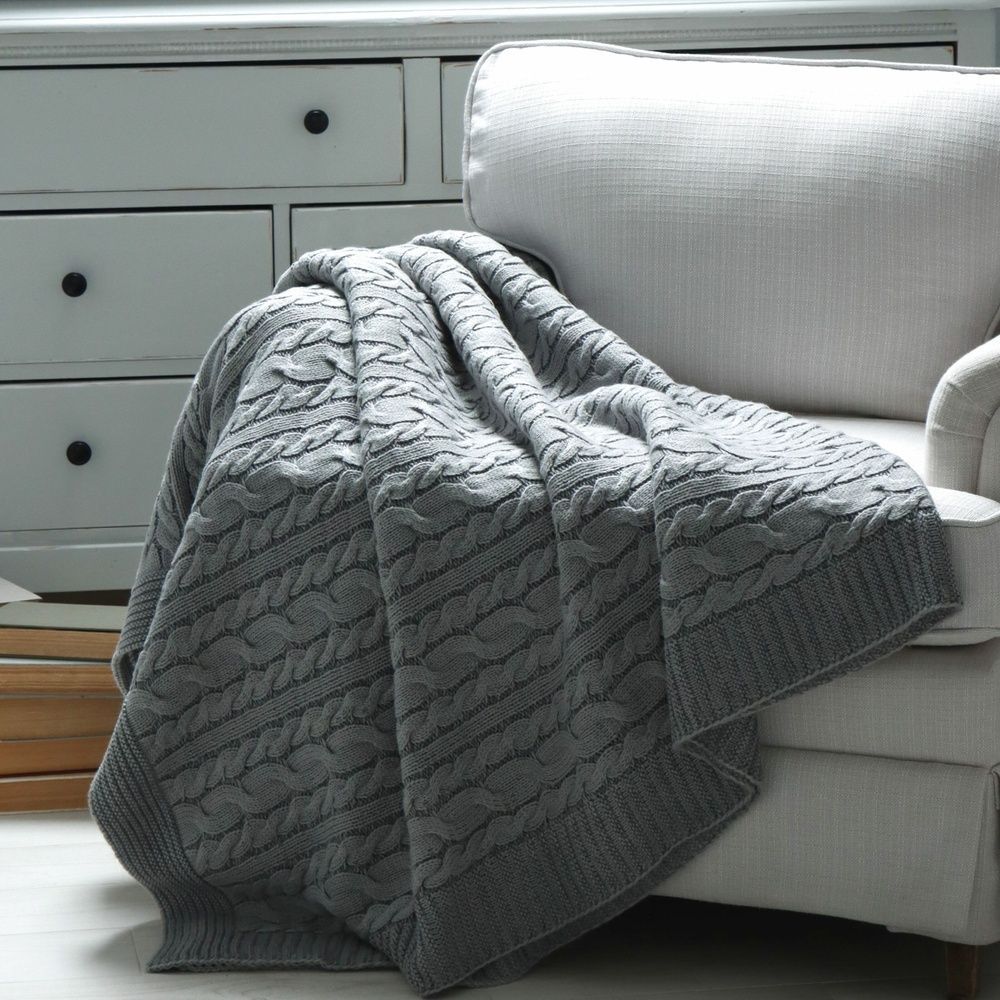 Вязаный плед LA MODNO Genova Green Gray