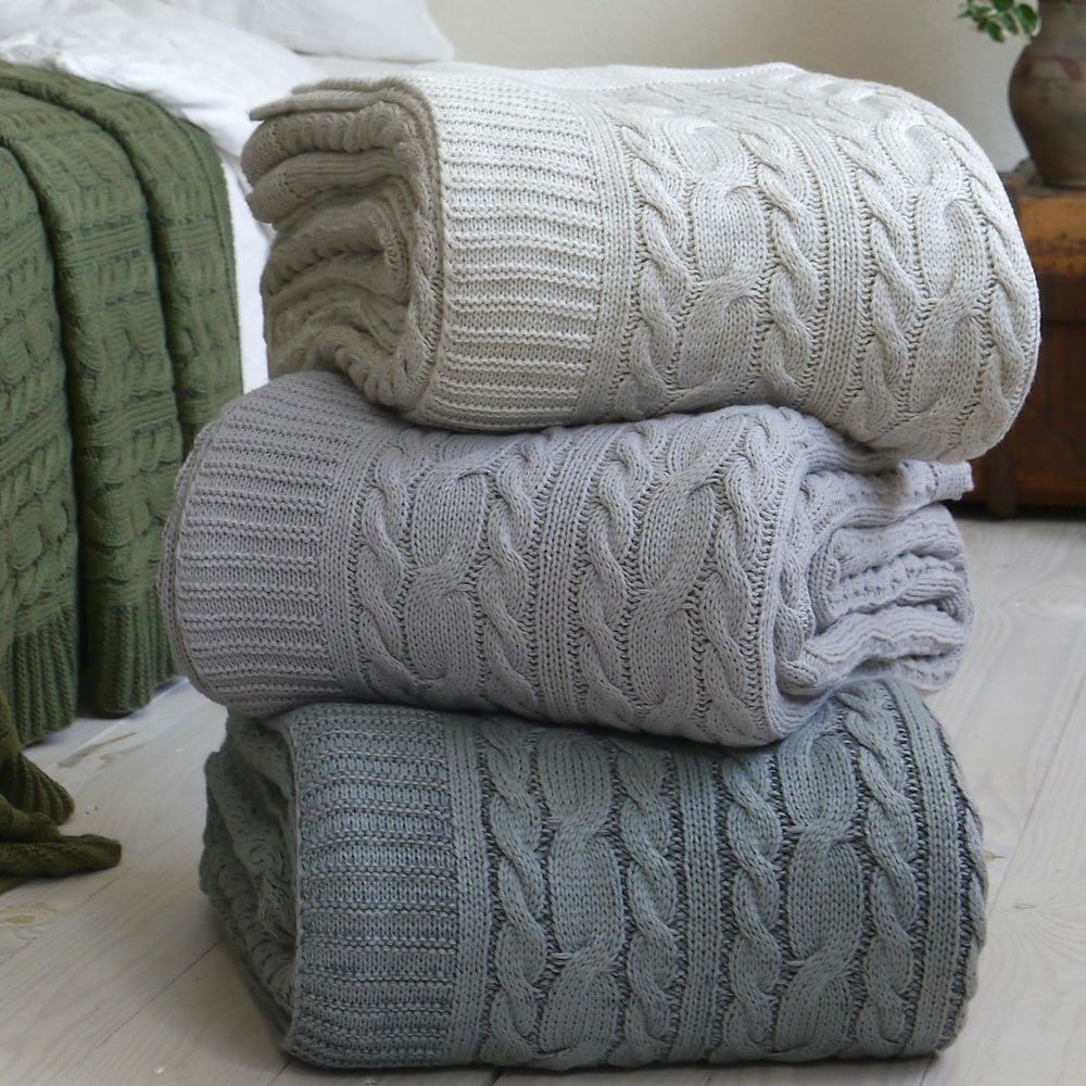 Вязаный плед LA MODNO Genova Green Gray