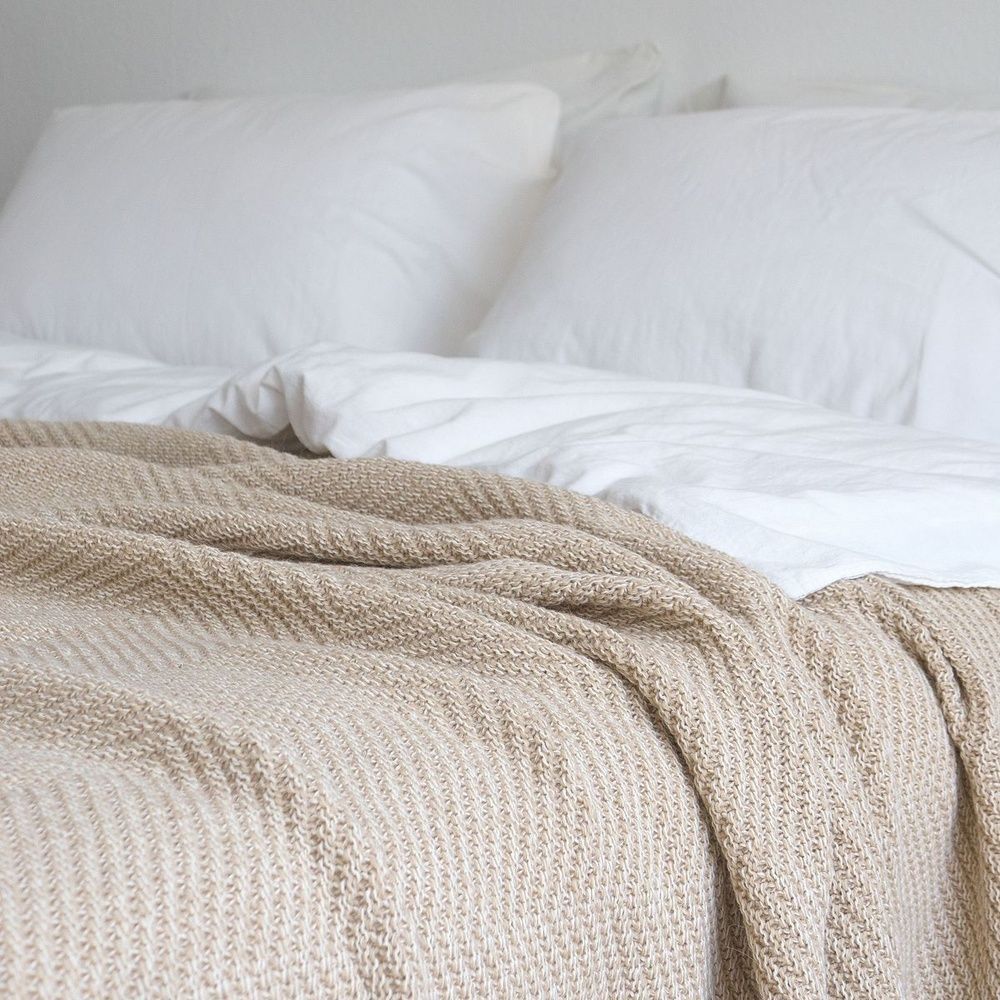 В'язаний плед LaModno WoolCotton Balance Beige