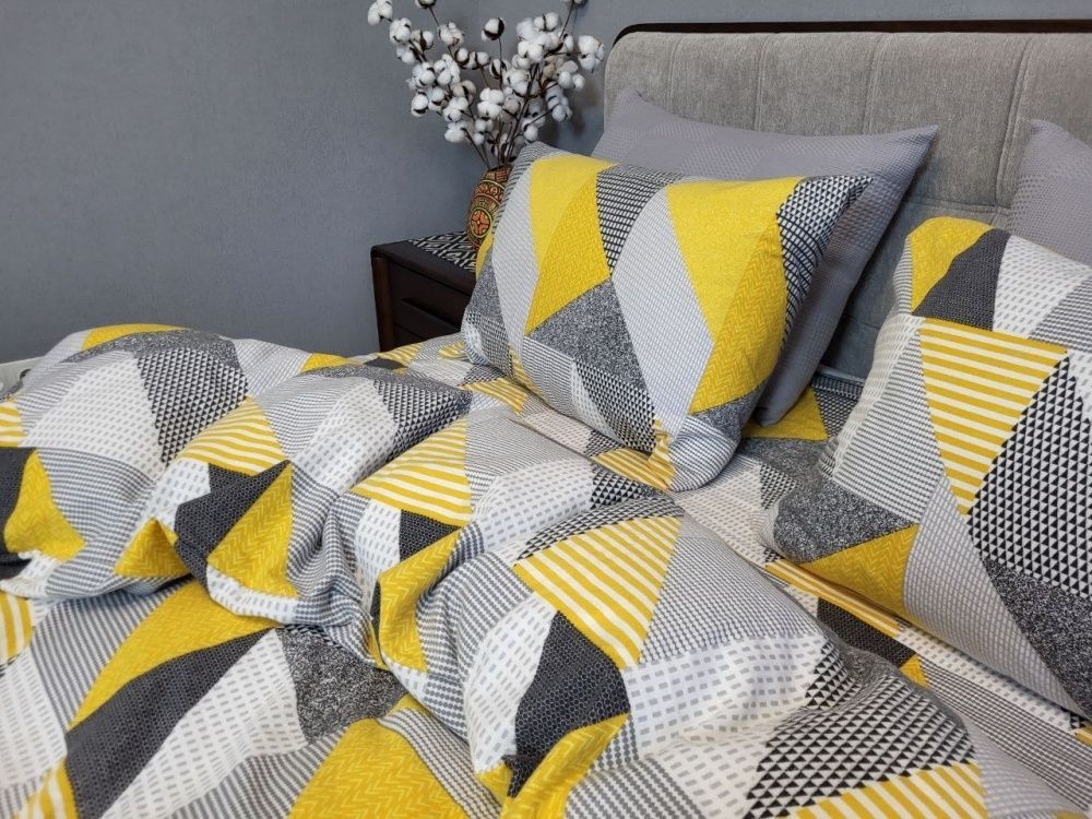 Постільна білизна фланель Комфорт текстиль Печворк жовтий Turkish flannel