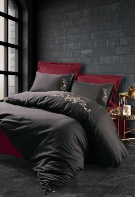 Постільна білизна з вишивкою Cotton Box Brode Saten Sarita Bordo