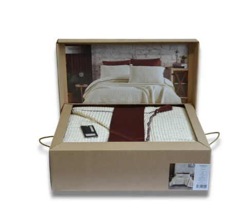 Постельное белье с покрывалом Dantela Satin Drina Bordo