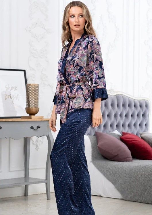 Женская шелковая пижама тройка Mia-Amore Etro 3518, XS